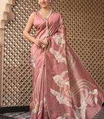 Light pink tussar silk  beautiful pallu designer saree