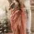 Peach and blue multi embroidered tissue silk saree