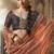Peach and blue multi embroidered tissue silk saree