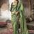 Green golden multi embroidered tissue silk saree