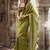 Green and red multi embroidered tissue silk saree