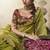 Green and red multi embroidered tissue silk saree