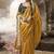 Yellow multi embroidered tissue silk saree