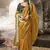 Yellow multi embroidered tissue silk saree