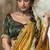 Yellow multi embroidered tissue silk saree