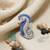 Blue crystal seahorse designer brooch pin for women & men