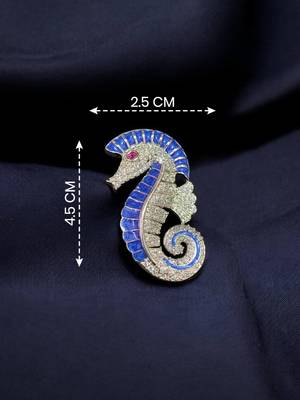 Blue crystal seahorse designer brooch pin for women & men 4