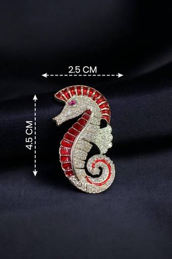 Red crystal seahorse designer brooch pin for women & men