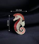 Red crystal seahorse designer brooch pin for women & men