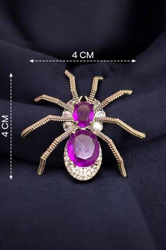 Purple crystal spider designer brooch pin for women & men