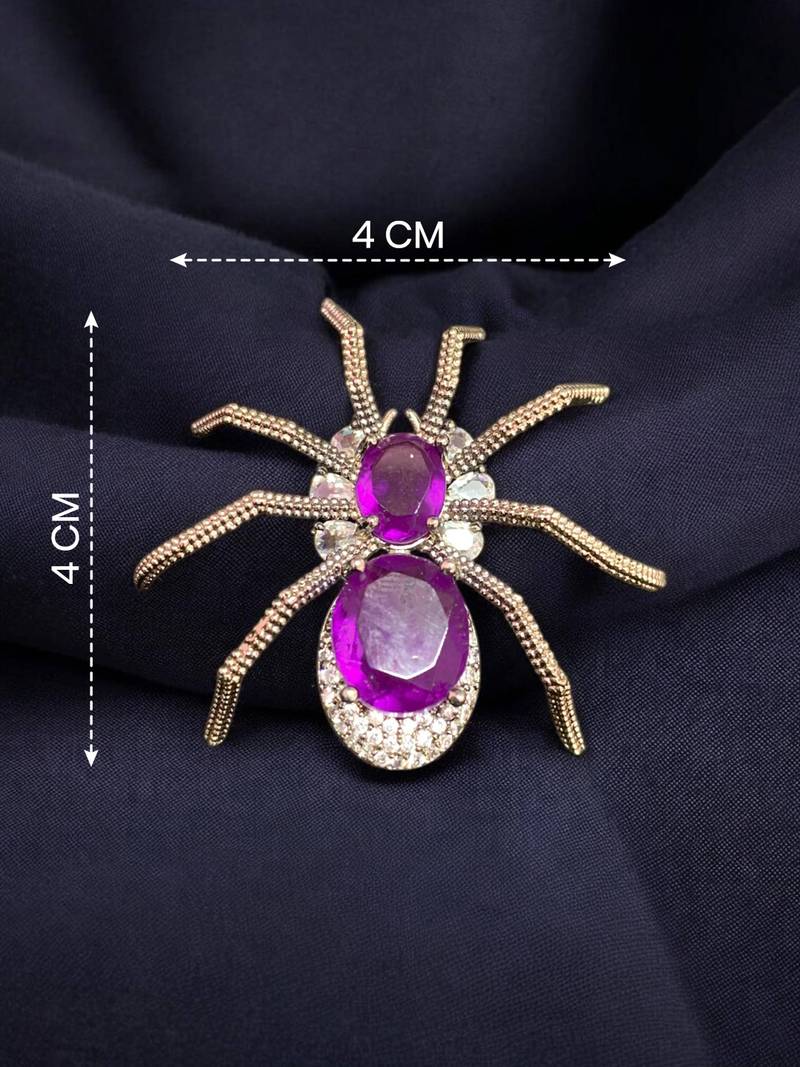 Purple crystal spider designer brooch pin for women & men