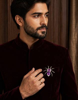Purple crystal spider designer brooch pin for women & men 2
