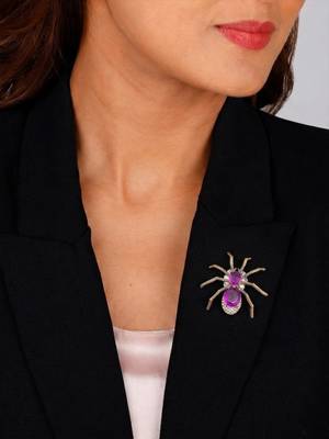 Purple crystal spider designer brooch pin for women & men 3