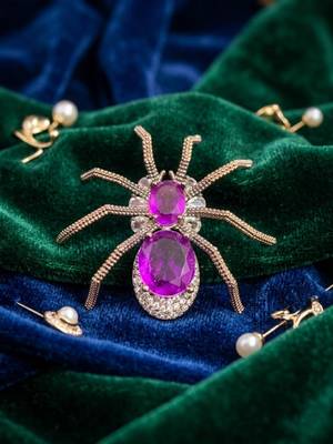 Purple crystal spider designer brooch pin for women & men 4