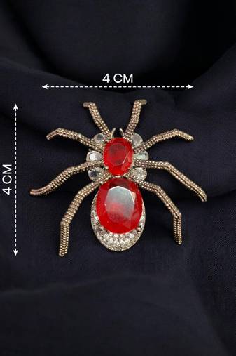 Red crystal spider designer brooch pin for women & men