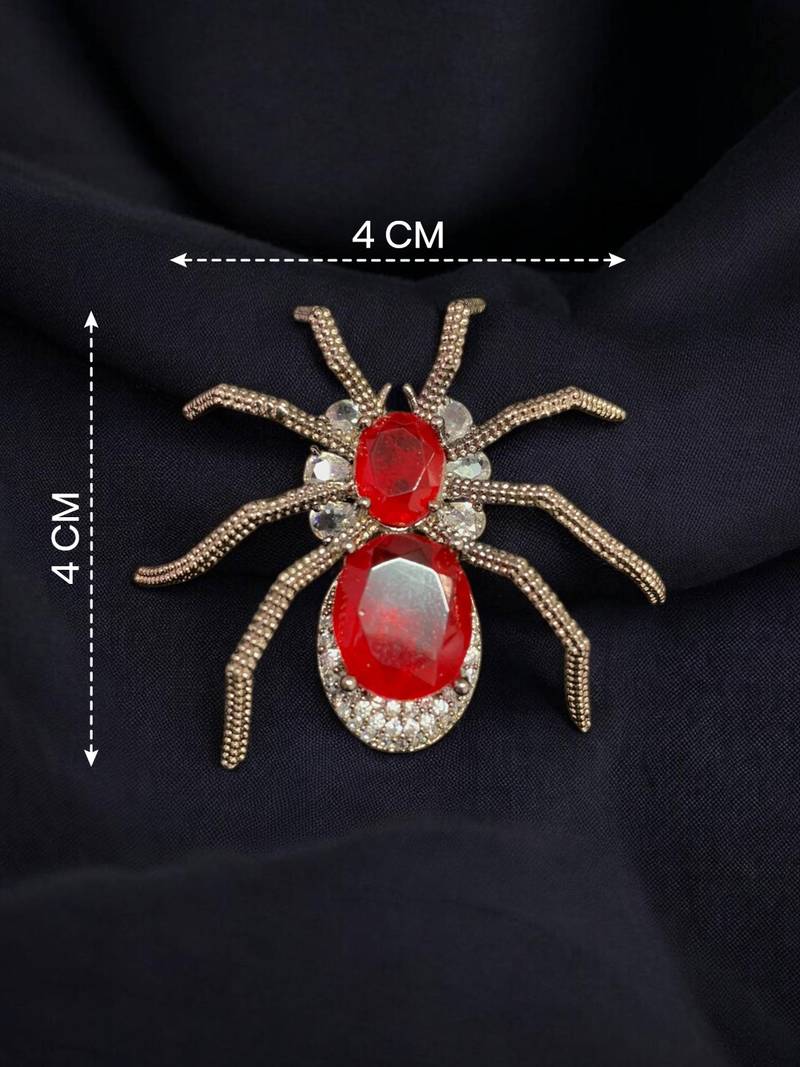 Red crystal spider designer brooch pin for women & men