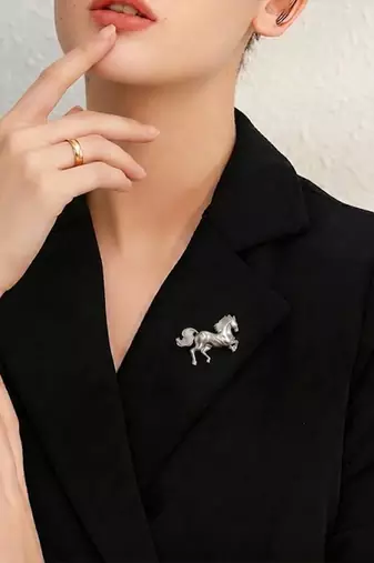 Elegant running horse designer brooch pin for women & men