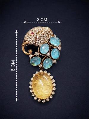 Luxury elephant crystal & multistone designer brooch pin for women & men 1