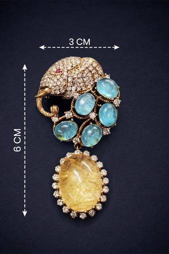 Luxury elephant crystal & multistone designer brooch pin for women & men