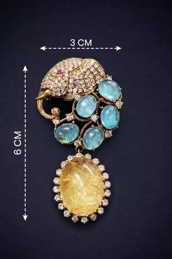 Luxury elephant crystal & multistone designer brooch pin for women & men