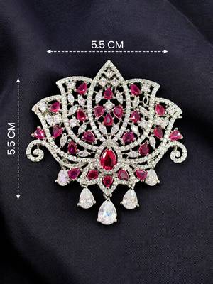 Elegant ruby & diamond floral statement brooch 1