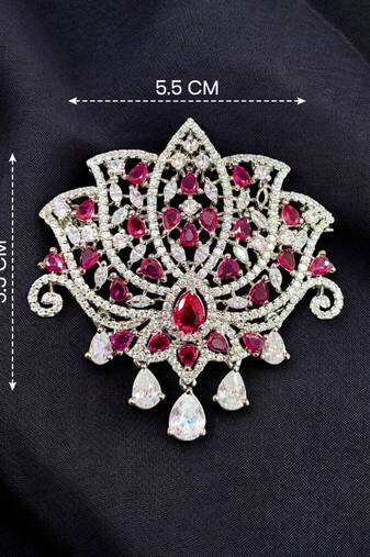 Elegant ruby & diamond floral statement brooch