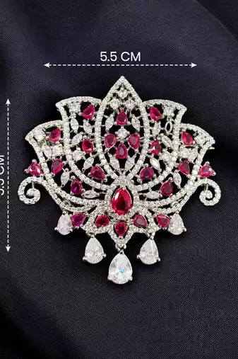 Elegant ruby & diamond floral statement brooch