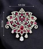 Elegant ruby & diamond floral statement brooch