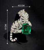 Luxury tiger green stone crystal designer brooch pin for women & men