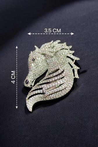 Elegant crystal horse head designer brooch pin for women & men