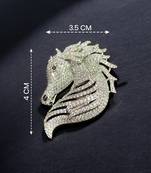 Elegant crystal horse head designer brooch pin for women & men