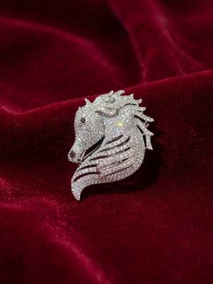Elegant crystal horse head designer brooch pin for women & men 4