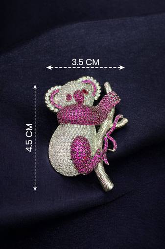 Adorable pink crystal koala statement brooch