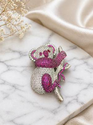 Adorable pink crystal koala statement brooch 3