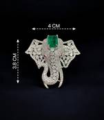 Royal elephant green and silver stone crystal designer brooch pin for women & men