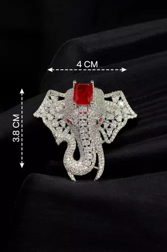 Royal elephant red and silver  stone crystal designer brooch pin for women & men