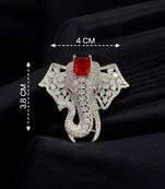 Royal elephant red and silver  stone crystal designer brooch pin for women & men