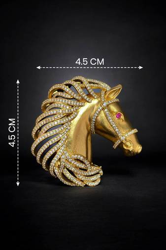 Luxury golden horse head crystal designer brooch pin for women & men