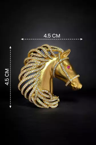 Luxury golden horse head crystal designer brooch pin for women & men