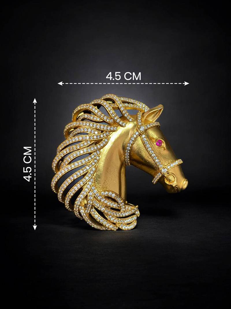 Luxury golden horse head crystal designer brooch pin for women & men