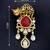 Luxury panther motif gold plated brooch with red stone & kundan drops     designer  pin for women & men