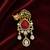Luxury panther motif gold plated brooch with red stone & kundan drops     designer  pin for women & men
