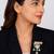 Luxury panther design gold plated brooch with white stone & kundan drops     elegant pin for women & men