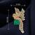 Luxury parrot design gold plated brooch with green stone & crystal detailing     designer pin for women & men