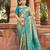 Teal soft banarasi silk zari woven saree with blouse