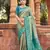 Teal soft banarasi silk zari woven saree with blouse
