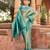 Teal soft banarasi silk zari woven saree with blouse