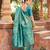 Teal soft banarasi silk zari woven saree with blouse
