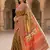 Roman Silk With ajarakh Print And Mirror work Saree With Blouse Set