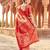 Peach soft banarasi silk zari woven saree with blouse